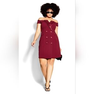 City Chic Ruby Red Tux Mini Dress sz 16